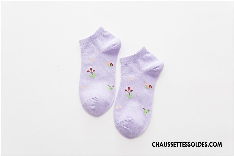 Chaussettes Courtes Femme Le Nouveau Plante Coton Style Chaud Frais Chaussette Basse Coupée Bleu Clair