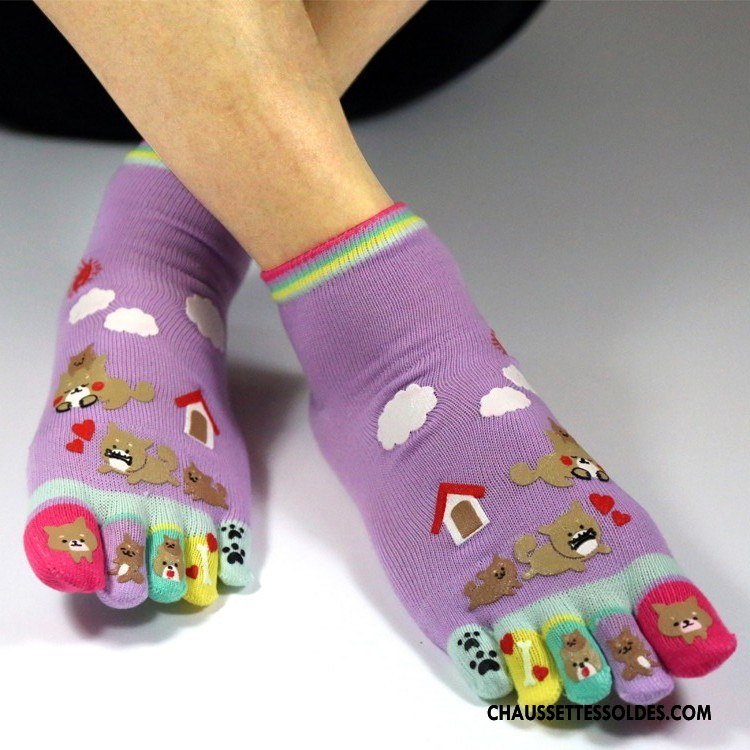 Chaussettes Courtes Femme Le Nouveau Printemps Cinq Doigts Matelassé Gris