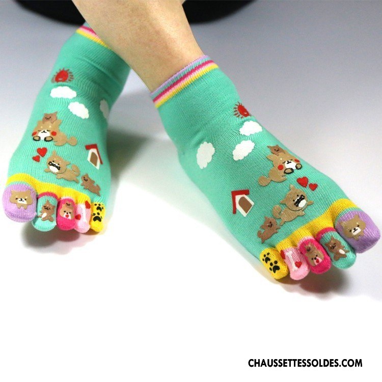 Chaussettes Courtes Femme Le Nouveau Printemps Cinq Doigts Matelassé Gris