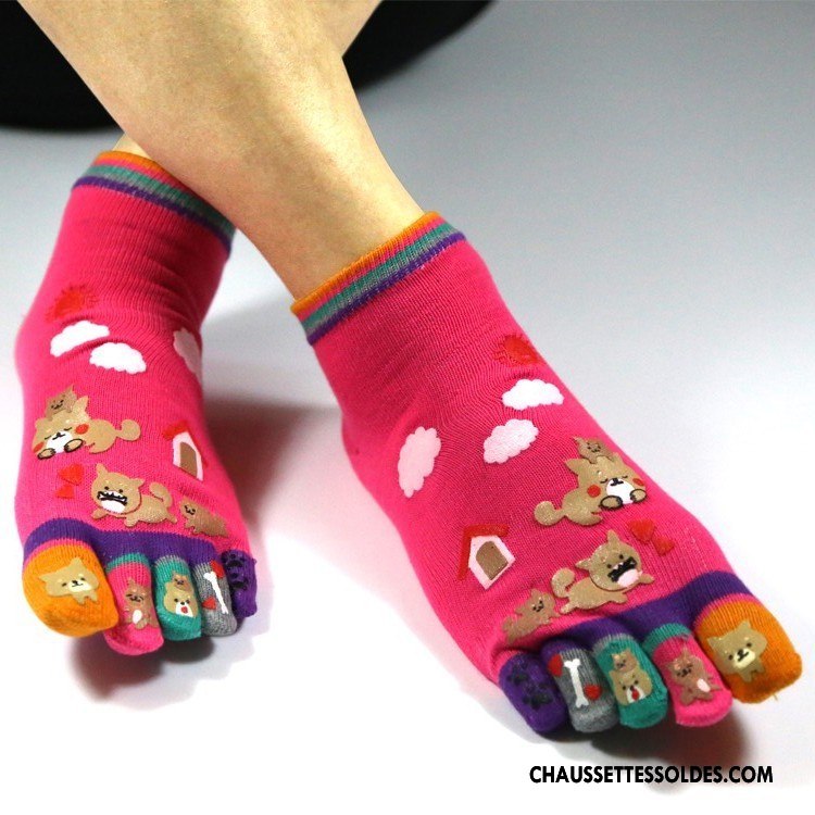 Chaussettes Courtes Femme Le Nouveau Printemps Cinq Doigts Matelassé Gris