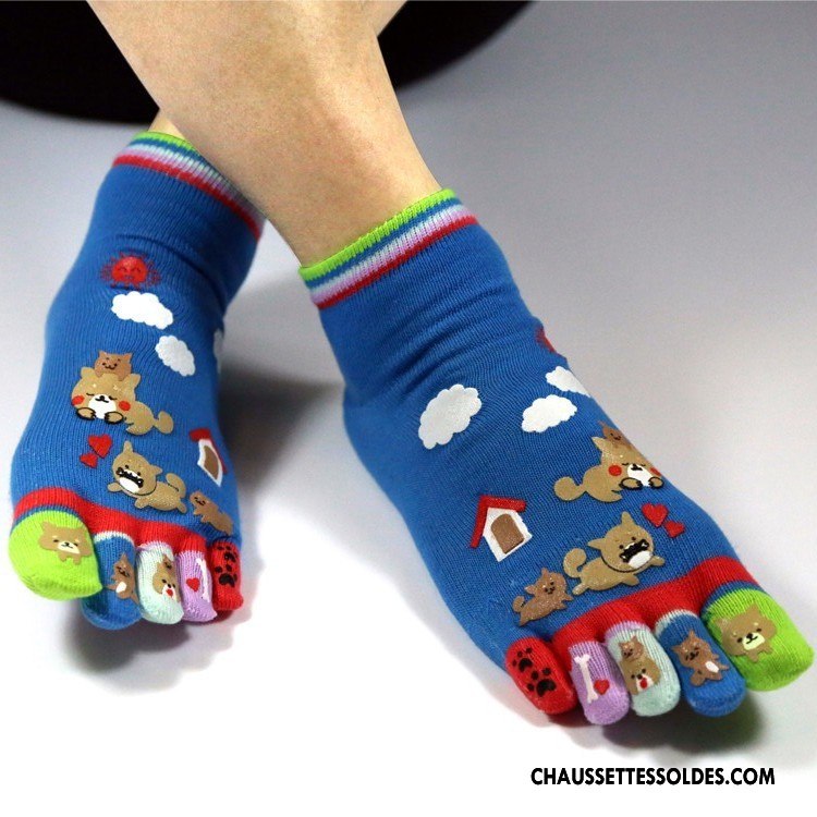 Chaussettes Courtes Femme Le Nouveau Printemps Cinq Doigts Matelassé Gris