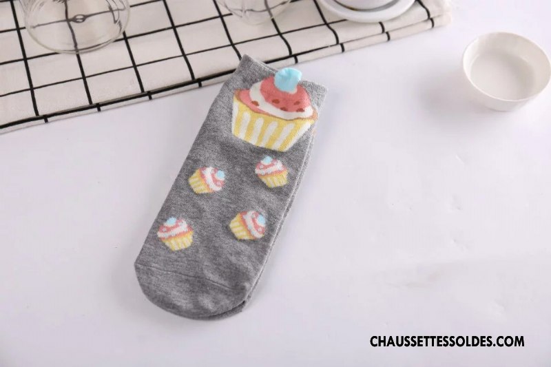 Chaussettes Courtes Femme Le Nouveau Tous Les Assortis Printemps Charmant Chaussette Basse Coupée Frais Gris