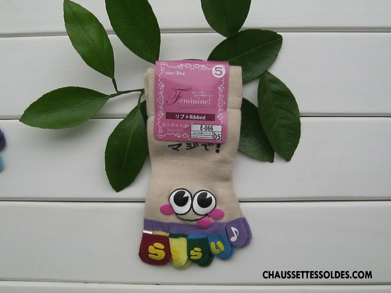 Chaussettes Courtes Femme Livraison Gratuite Matelassé Dessin Animé Dame Cinq Doigts Or