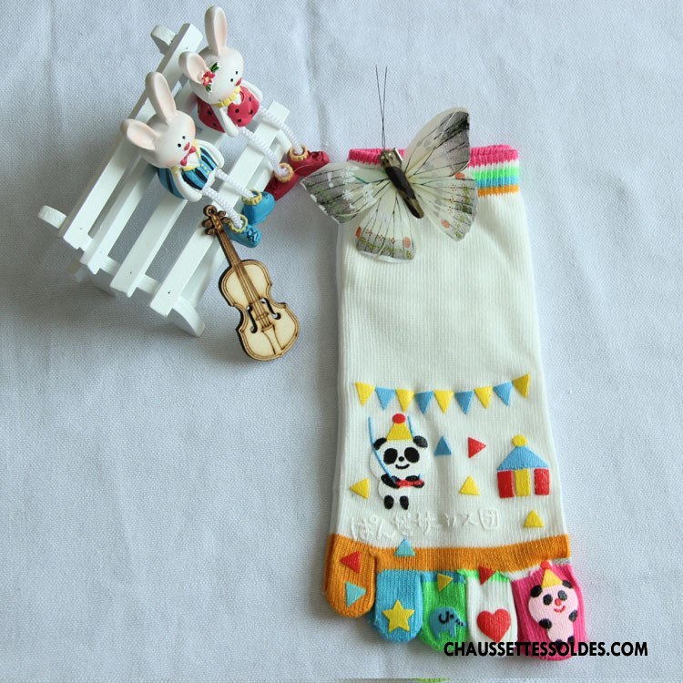 Chaussettes Courtes Femme Légèrement Paresseux Dessin Animé Lovers Mouvement Cinq Doigts Rouge