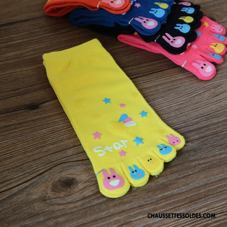 Chaussettes Courtes Femme Matelassé Le Nouveau Dessin Animé Cinq Doigts Lovers Confortable Vert