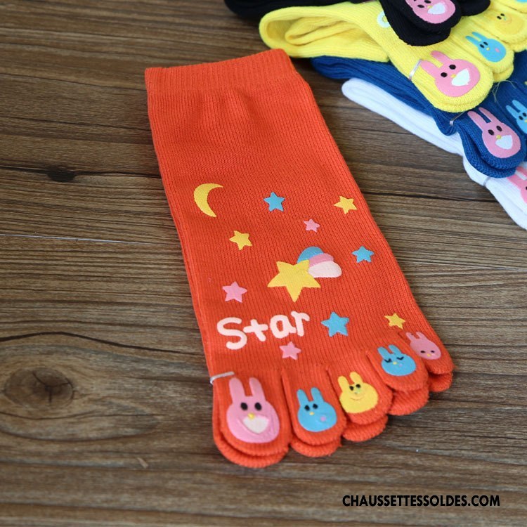 Chaussettes Courtes Femme Matelassé Le Nouveau Dessin Animé Cinq Doigts Lovers Confortable Vert