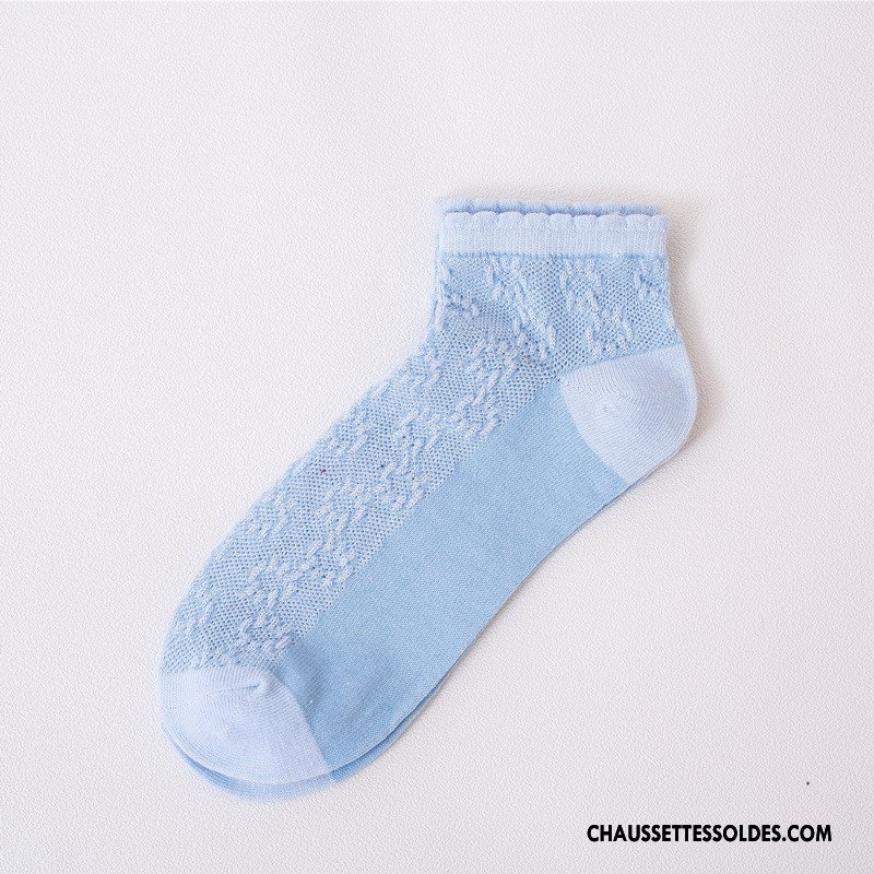 Chaussettes Courtes Femme Net Nouvelles Arrivées Été Frais 100% Coton Élève Bleu Clair Pure