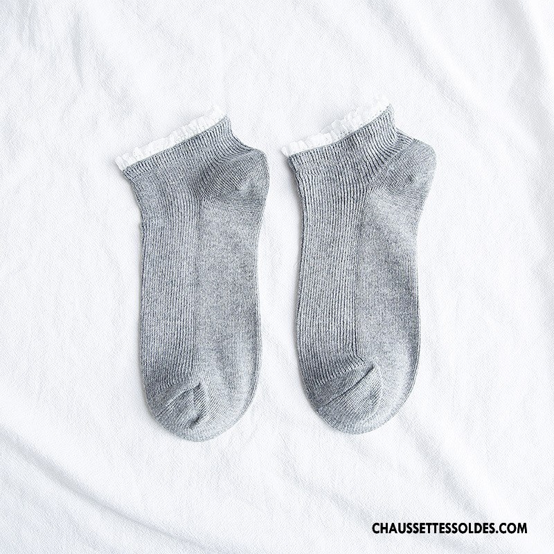 Chaussettes Courtes Femme Nouvelles Arrivées Printemps Dentelle Tous Les Assortis Chaussette Basse Coupée 100% Coton Pure Jaune