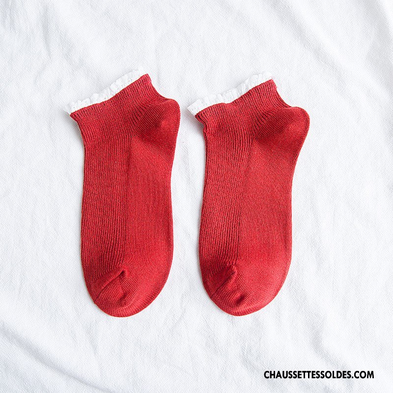 Chaussettes Courtes Femme Nouvelles Arrivées Printemps Dentelle Tous Les Assortis Chaussette Basse Coupée 100% Coton Pure Jaune