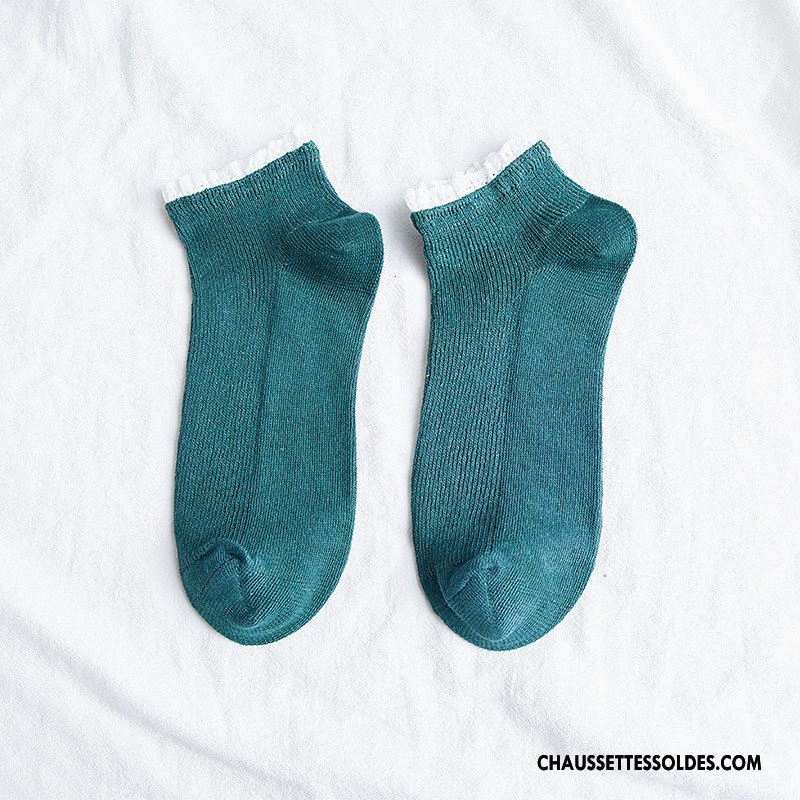 Chaussettes Courtes Femme Nouvelles Arrivées Printemps Dentelle Tous Les Assortis Chaussette Basse Coupée 100% Coton Pure Jaune