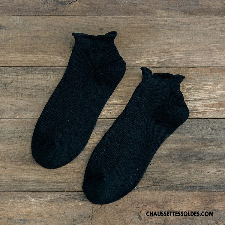 Chaussettes Courtes Femme Ourlet Été Chaussette Basse Coupée Printemps Bonbons Chaussettes En Coton Pure Blanc