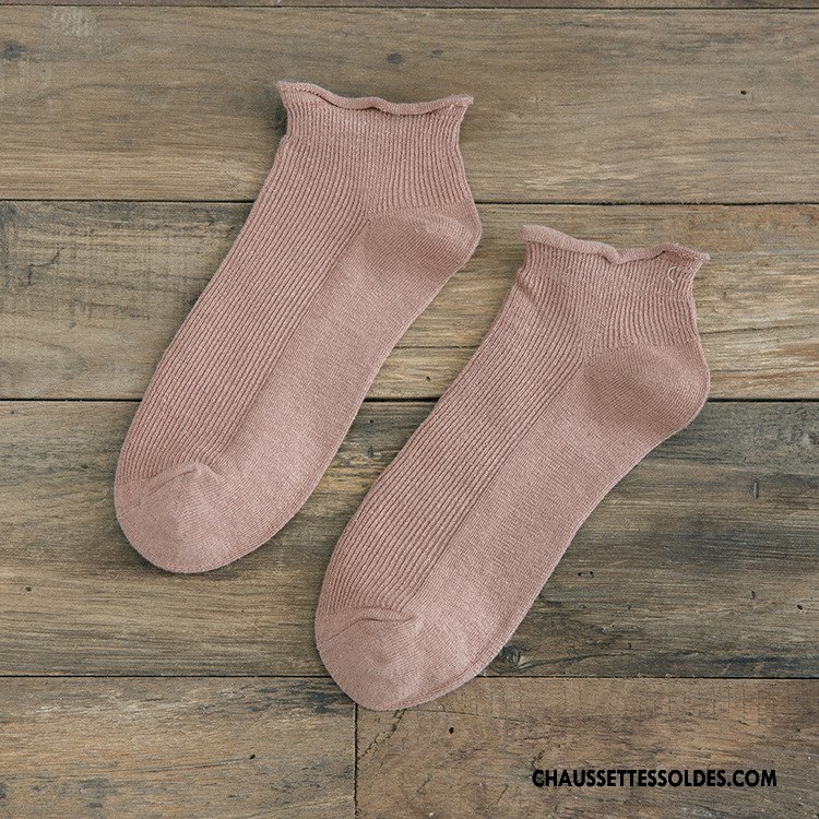 Chaussettes Courtes Femme Ourlet Été Chaussette Basse Coupée Printemps Bonbons Chaussettes En Coton Pure Blanc