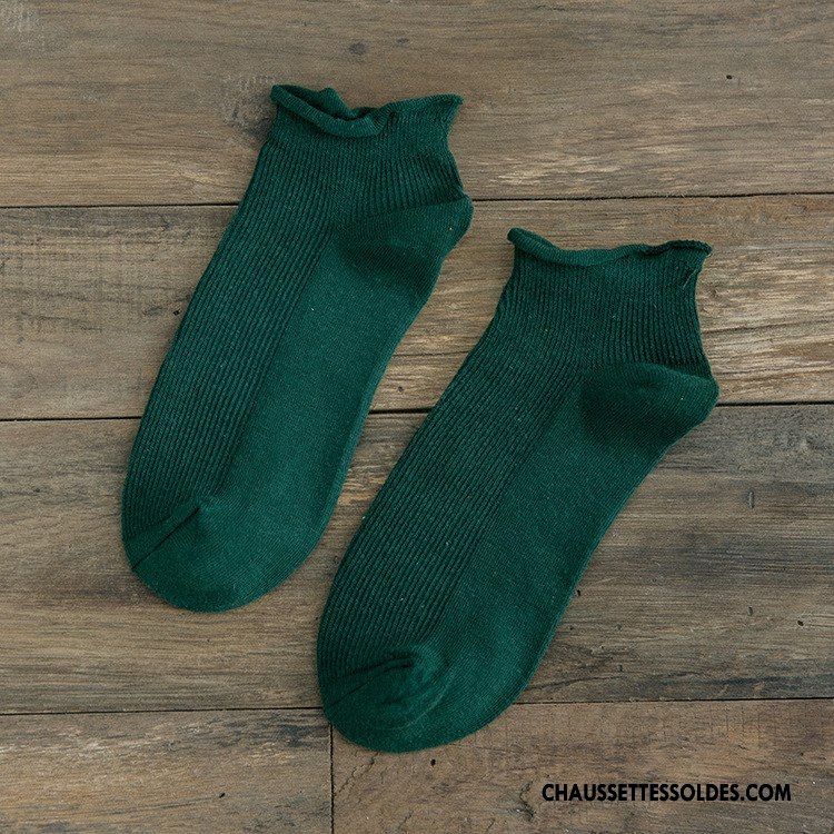 Chaussettes Courtes Femme Ourlet Été Chaussette Basse Coupée Printemps Bonbons Chaussettes En Coton Pure Blanc