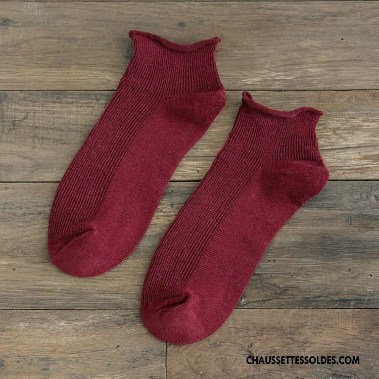 Chaussettes Courtes Femme Ourlet Été Chaussette Basse Coupée Printemps Bonbons Chaussettes En Coton Pure Blanc
