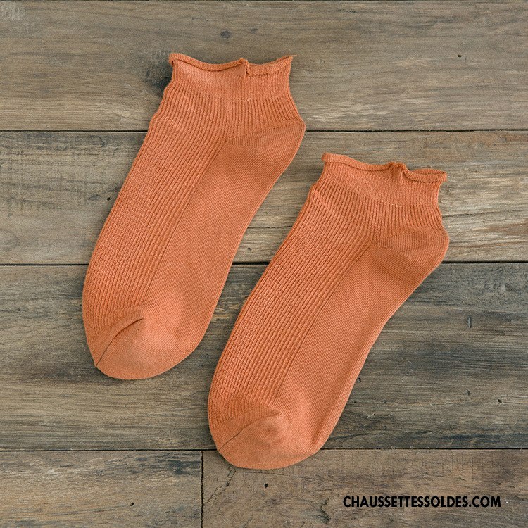 Chaussettes Courtes Femme Ourlet Été Chaussette Basse Coupée Printemps Bonbons Chaussettes En Coton Pure Blanc