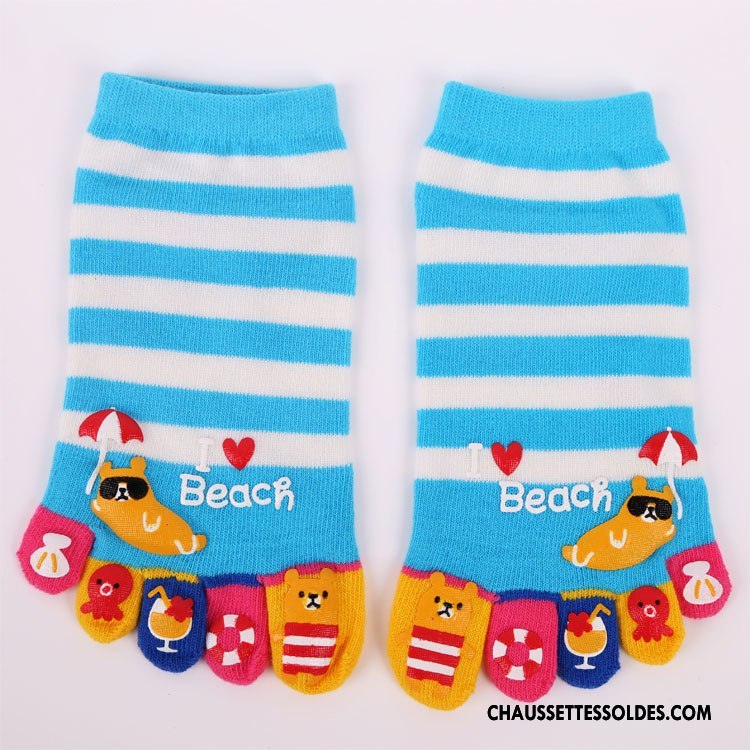 Chaussettes Courtes Femme Personnalité Matelassé Mode Cinq Doigts Jaune