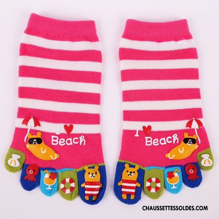 Chaussettes Courtes Femme Personnalité Matelassé Mode Cinq Doigts Jaune