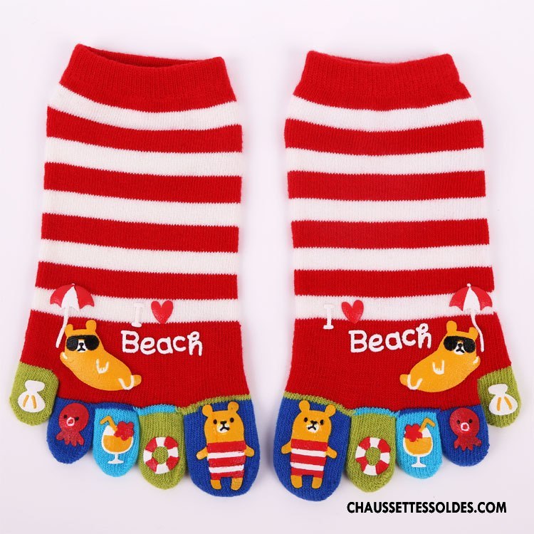 Chaussettes Courtes Femme Personnalité Matelassé Mode Cinq Doigts Jaune