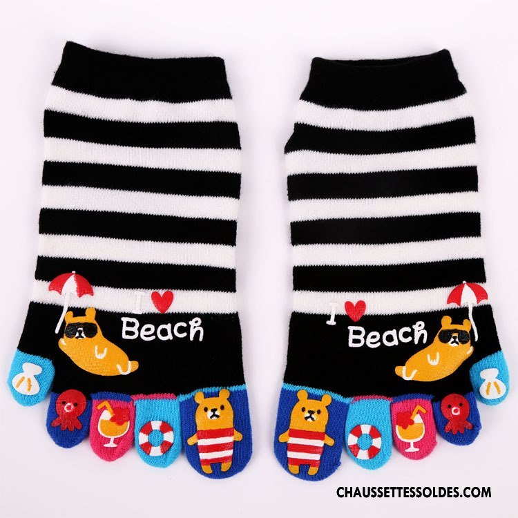 Chaussettes Courtes Femme Personnalité Matelassé Mode Cinq Doigts Jaune