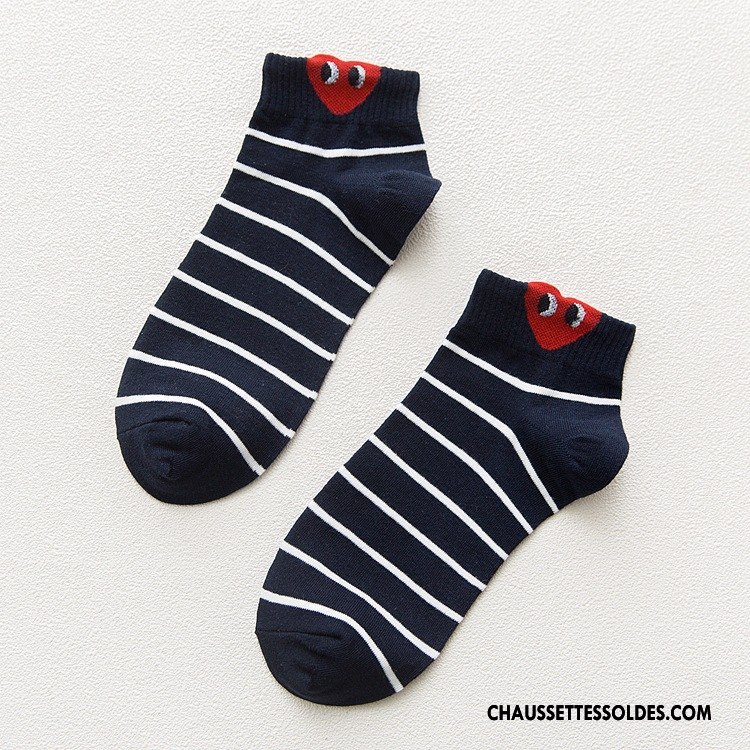 Chaussettes Courtes Femme Printemps 100% Coton Mode Chaussette Courte Doux Tendance Blanc