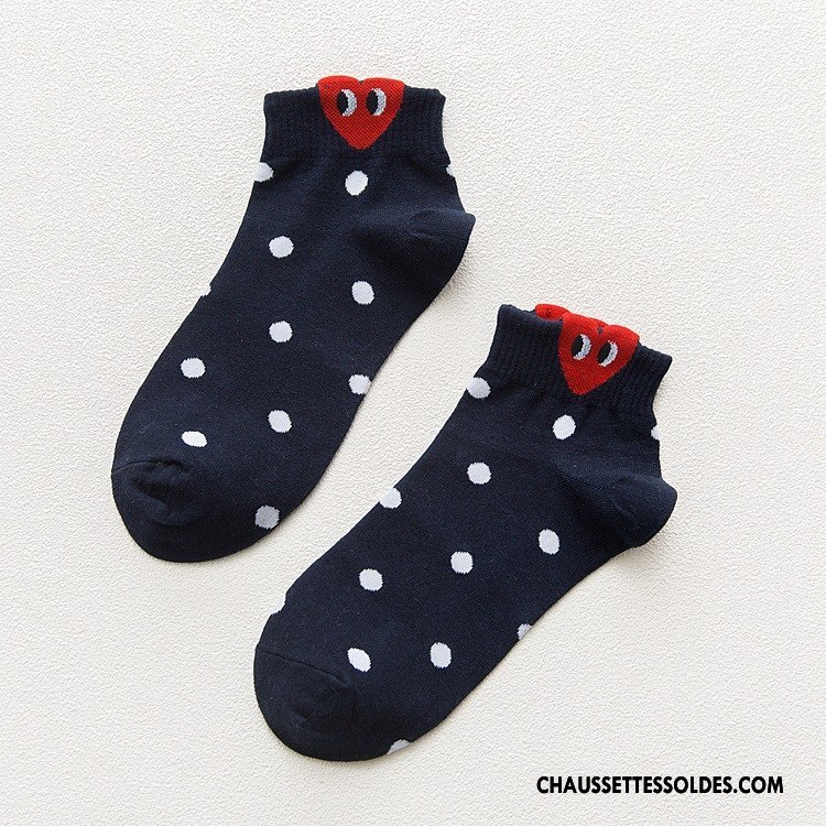 Chaussettes Courtes Femme Printemps 100% Coton Mode Chaussette Courte Doux Tendance Blanc