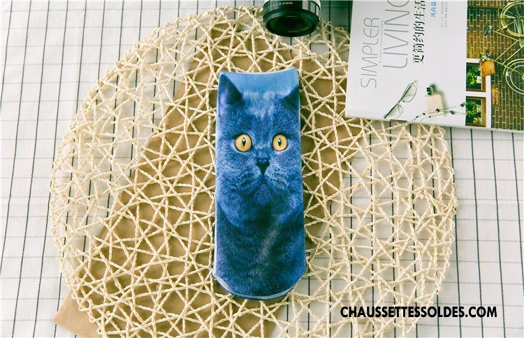 Chaussettes Courtes Femme Printemps Animal Dimensionnel Rétro Chaussette Basse Coupée Impression