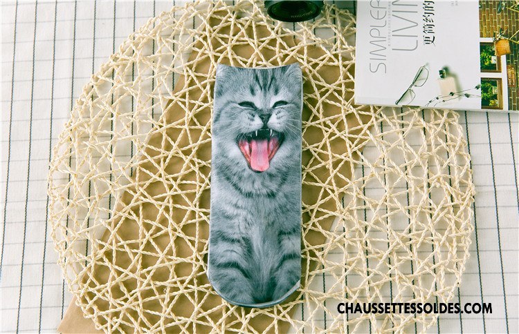 Chaussettes Courtes Femme Printemps Animal Dimensionnel Rétro Chaussette Basse Coupée Impression