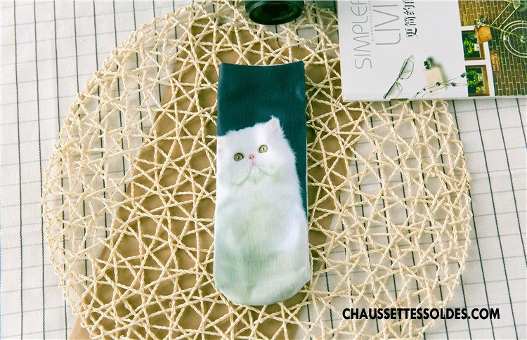 Chaussettes Courtes Femme Printemps Animal Dimensionnel Rétro Chaussette Basse Coupée Impression