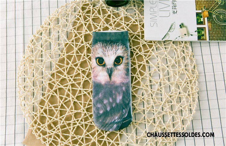 Chaussettes Courtes Femme Printemps Animal Dimensionnel Rétro Chaussette Basse Coupée Impression