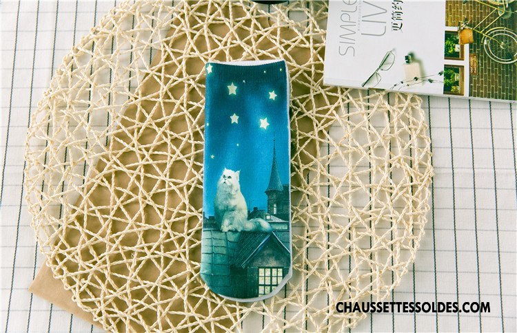 Chaussettes Courtes Femme Printemps Animal Dimensionnel Rétro Chaussette Basse Coupée Impression