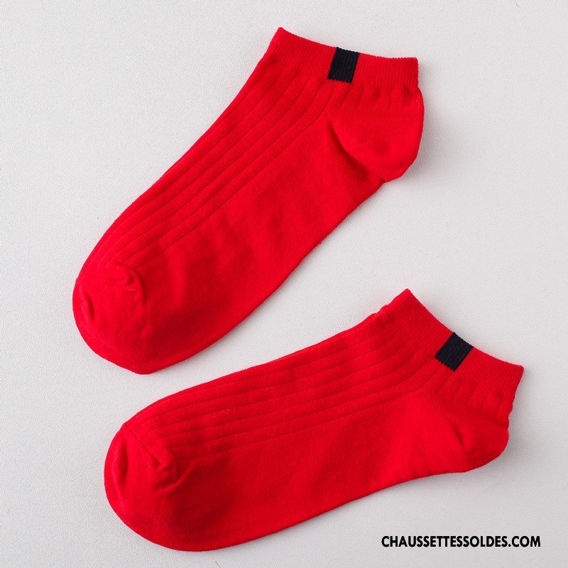 Chaussettes Courtes Femme Printemps Chaussette Basse Coupée Mouvement Été Nouvelles Arrivées Chaussette Courte Pure Rouge Clair