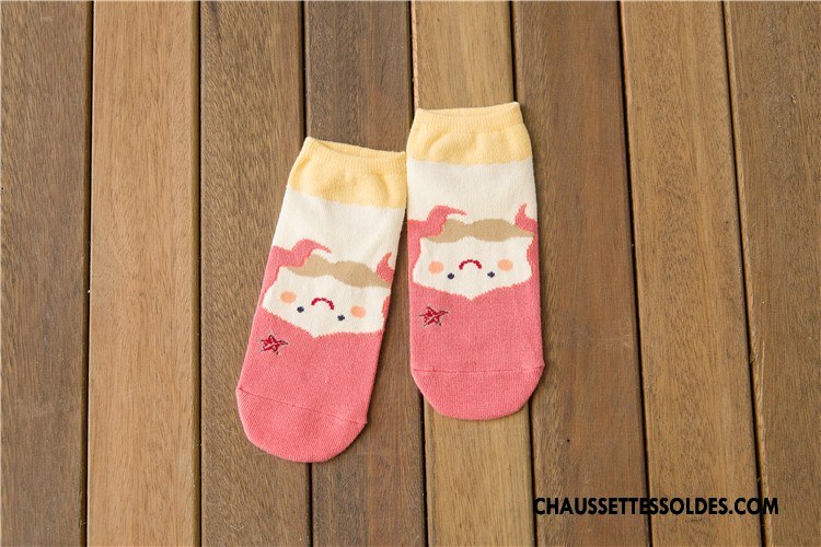 Chaussettes Courtes Femme Printemps Dessin Animé Chaussette Courte Fille Charmant 100% Coton Jaune