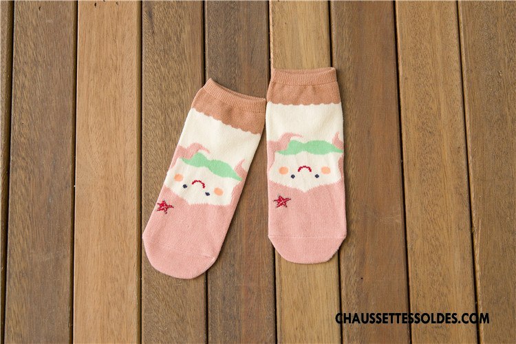Chaussettes Courtes Femme Printemps Dessin Animé Chaussette Courte Fille Charmant 100% Coton Jaune