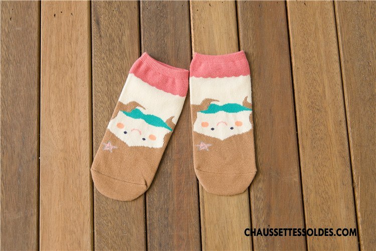 Chaussettes Courtes Femme Printemps Dessin Animé Chaussette Courte Fille Charmant 100% Coton Jaune