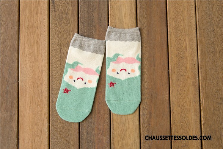 Chaussettes Courtes Femme Printemps Dessin Animé Chaussette Courte Fille Charmant 100% Coton Jaune