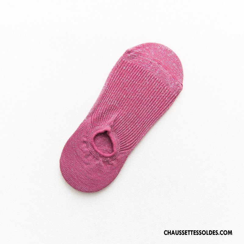 Chaussettes Courtes Femme Printemps Invisible Dame Le Nouveau Velours Chaussette Basse Coupée Pure Violet Or Argent