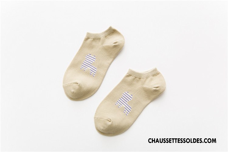 Chaussettes Courtes Femme Printemps Le Nouveau 100% Coton Dessin Animé Coton Bio Été Rose Clair