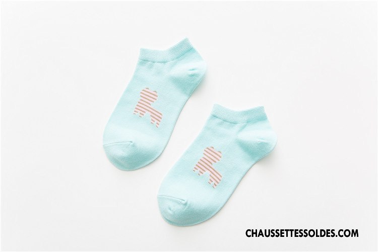 Chaussettes Courtes Femme Printemps Le Nouveau 100% Coton Dessin Animé Coton Bio Été Rose Clair