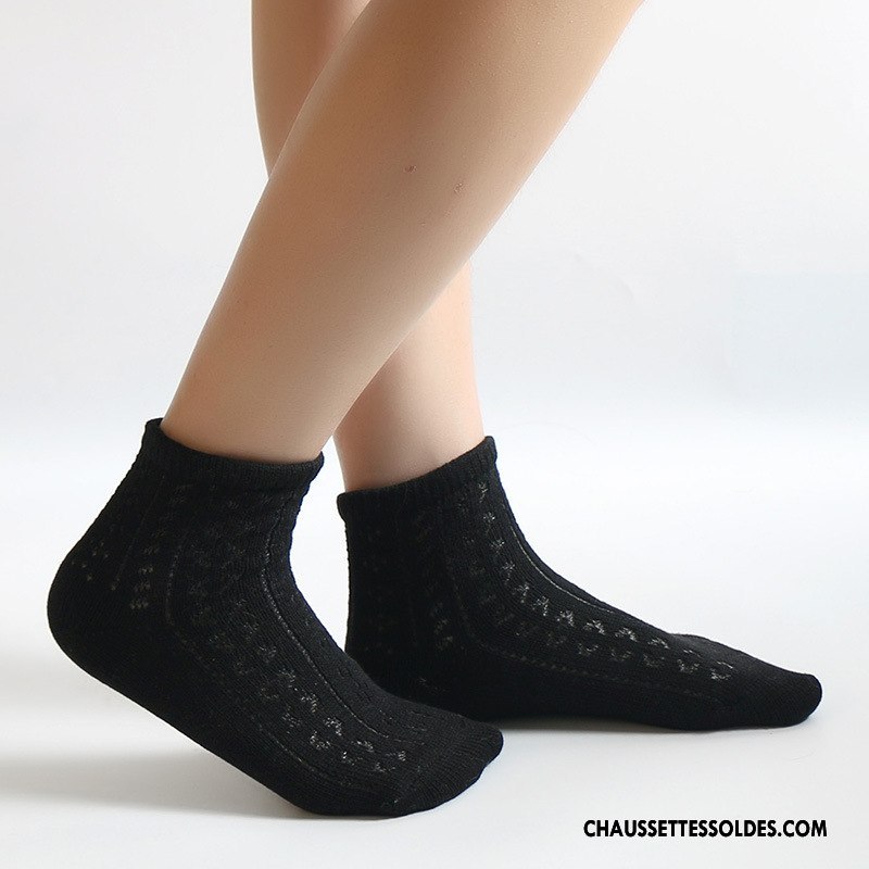 Chaussettes Courtes Femme Rayé 100% Coton Rétro Dame Hiver Le Nouveau Blanc