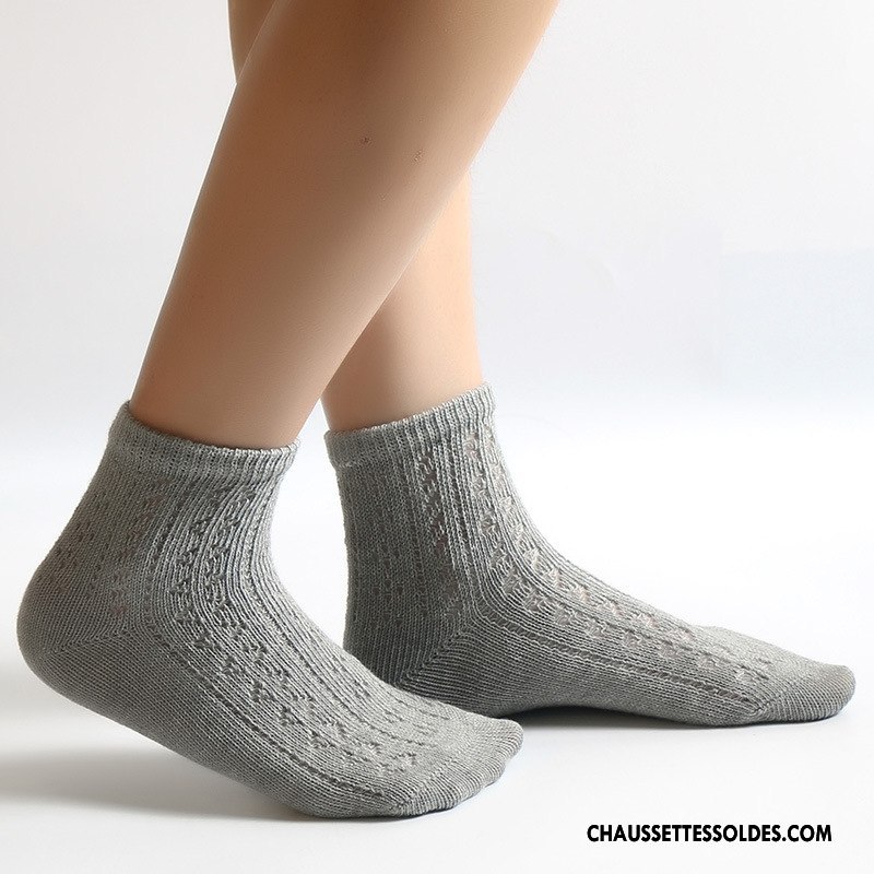 Chaussettes Courtes Femme Rayé 100% Coton Rétro Dame Hiver Le Nouveau Blanc