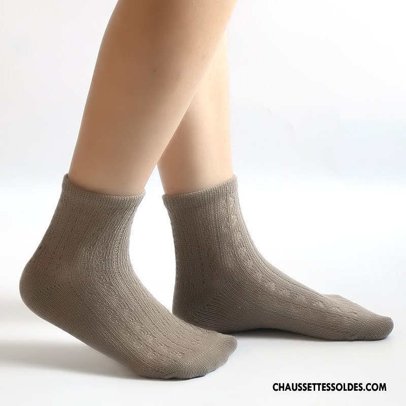 Chaussettes Courtes Femme Rayé 100% Coton Rétro Dame Hiver Le Nouveau Blanc
