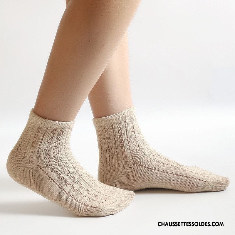 Chaussettes Courtes Femme Rayé 100% Coton Rétro Dame Hiver Le Nouveau Blanc