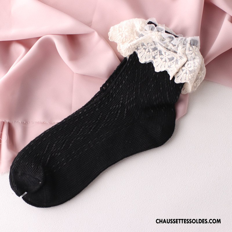 Chaussettes Courtes Femme Réseau Creux Guipure Dentelle L'automne Pure Gris
