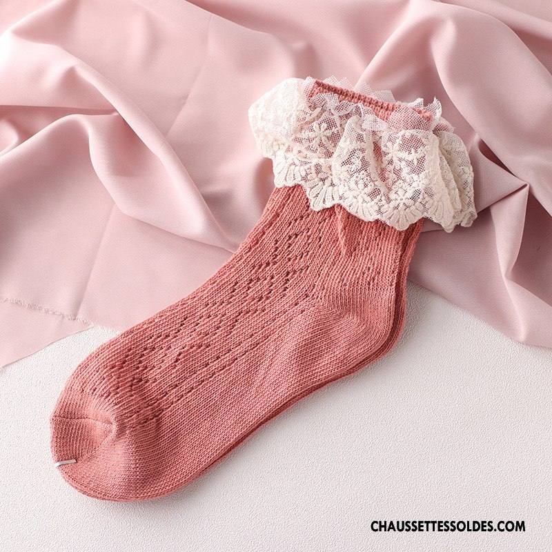 Chaussettes Courtes Femme Réseau Creux Guipure Dentelle L'automne Pure Gris