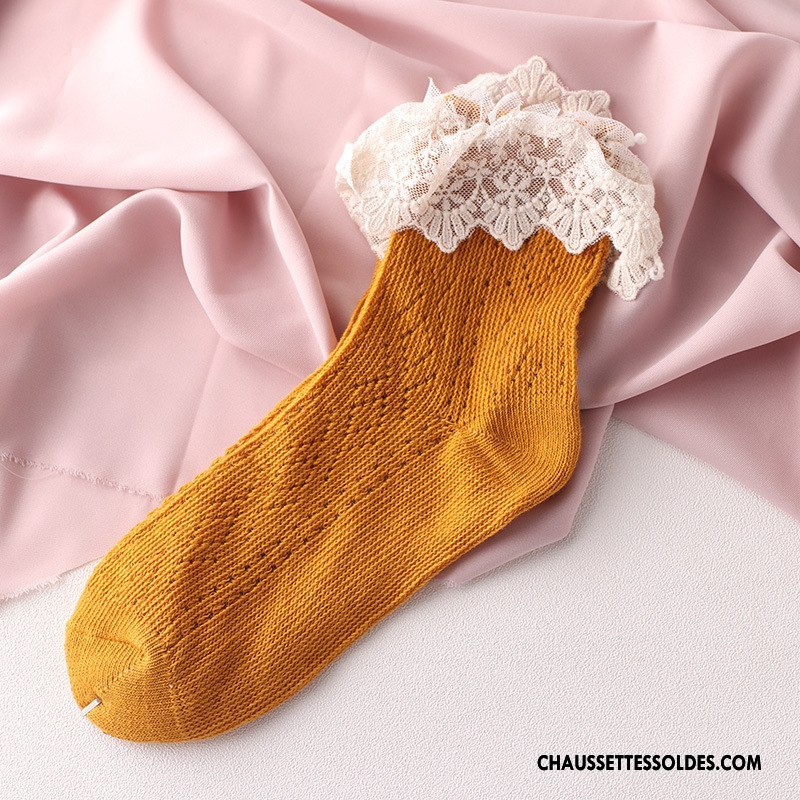 Chaussettes Courtes Femme Réseau Creux Guipure Dentelle L'automne Pure Gris