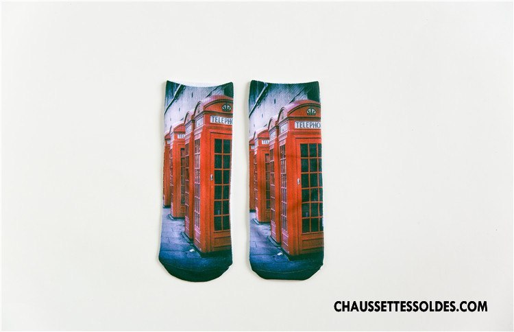 Chaussettes Courtes Femme Rétro Dimensionnel Animal Printemps Chaussette Basse Coupée Impression Blanc
