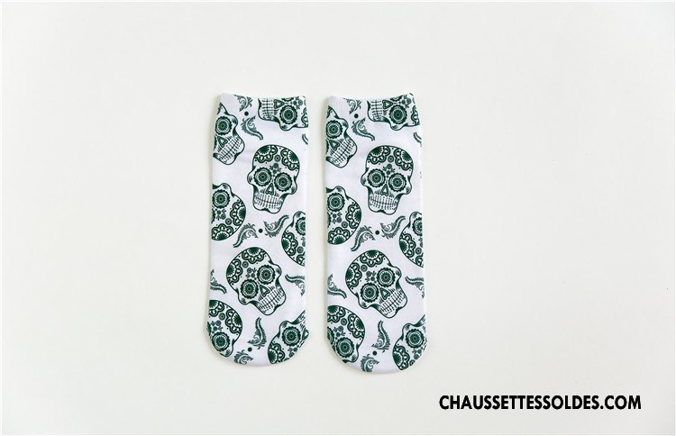 Chaussettes Courtes Femme Rétro Dimensionnel Animal Printemps Chaussette Basse Coupée Impression Blanc