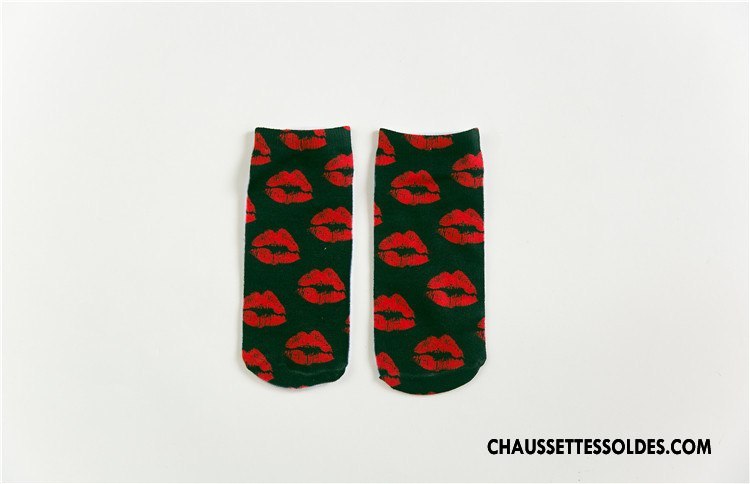Chaussettes Courtes Femme Rétro Dimensionnel Animal Printemps Chaussette Basse Coupée Impression Blanc