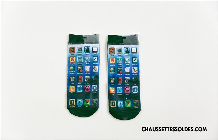 Chaussettes Courtes Femme Rétro Dimensionnel Animal Printemps Chaussette Basse Coupée Impression Blanc
