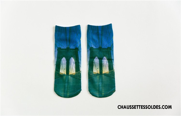 Chaussettes Courtes Femme Rétro Dimensionnel Animal Printemps Chaussette Basse Coupée Impression Blanc